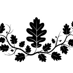 Black Oak Leaf Border: Elegant Vector Design for Nature Themes