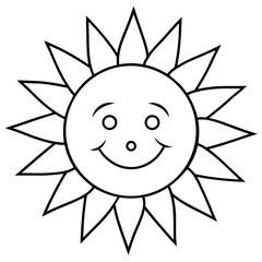 sun line art vector illustration cartoon character