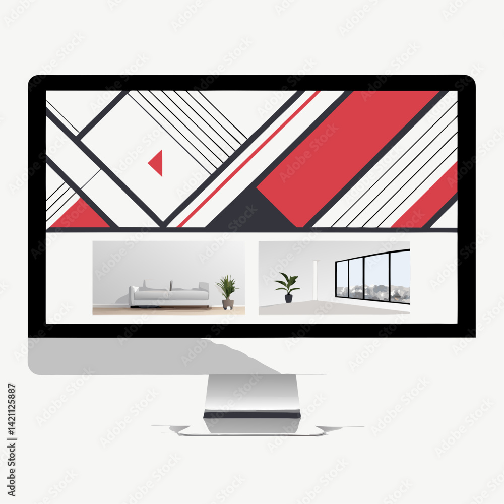 Poster design a bold, vector illustration of a modern web design layout featuring clean lines and geometric