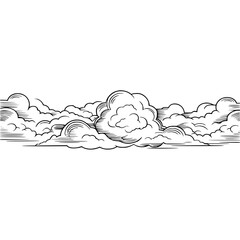 Engraved Cloudscape Border on White Background