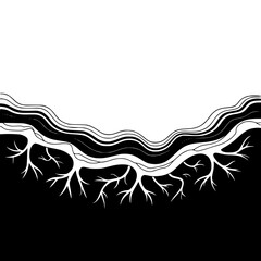 Abstract Root System: Black & White Illustration, Organic Lines