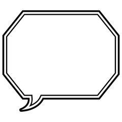 シンプルな白黒の二重線吹き出し　角のある八角形の左向き01