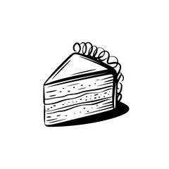 Hand-Drawn Cake Slice Illustration, Minimalist Design