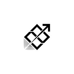 Geometric Logo with Arrow, Abstract Design, Minimalist Black and White