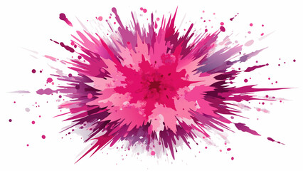 Abstract pink powder explosion on white background.