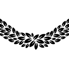 Elegant Black Leaf Garland on White Background, Minimalist Floral Design