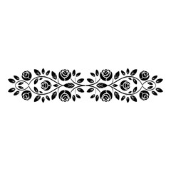 Elegant Black Rose Floral Border Vector Illustration