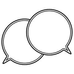 シンプルな白黒の二重線吹き出し　重なる会話　右上