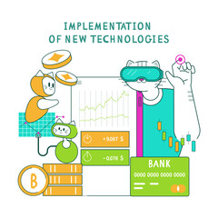 Business Cat. Flat Vector Illustration