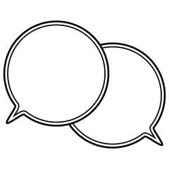 シンプルな白黒の二重線吹き出し　重なる会話　左上