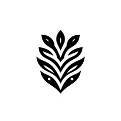 Minimalist Black & White Leafy Design on White - Graphic, Elegant