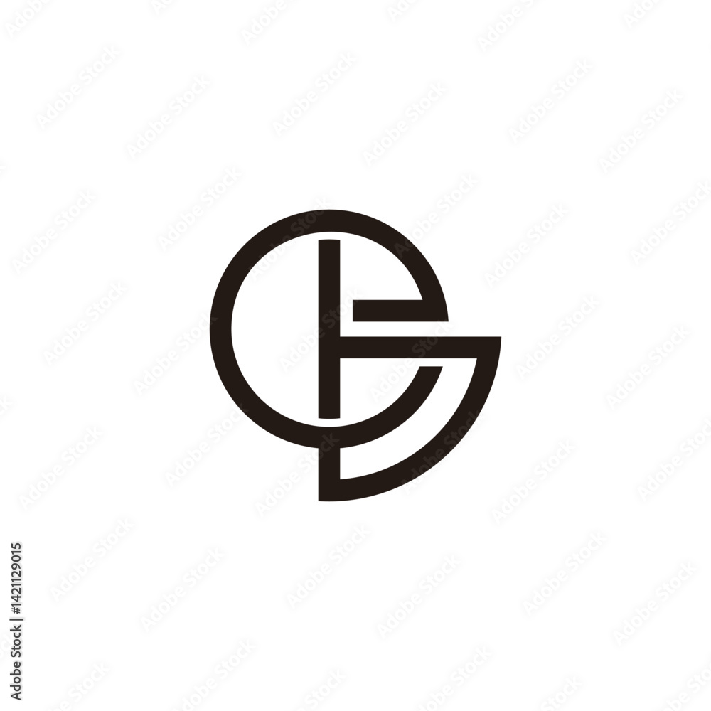 Poster letter eb linked overlap simple round logo vector