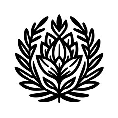 Elegant Black & White Floral Emblem - Minimalist Design