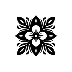Elegant Black and White Floral Ornament Design, Symmetrical, Simple