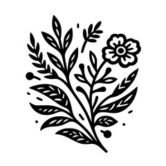Black and White Floral Illustration: Minimalist Botanical Design