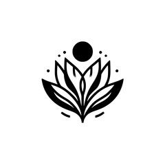 Minimalist Lotus Logo: Black & White, Modern, Spiritual Design