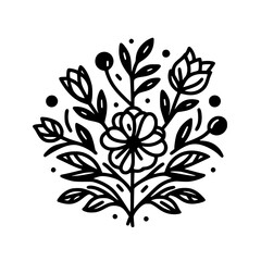 Elegant Black and White Floral Illustration: Minimalist Botanical Design