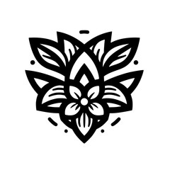 Bold Floral Mandala Design in Black and White, Graphic Style
