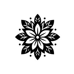 Fototapeta premium Black and White Floral Mandala, Minimalist Design, Isolated