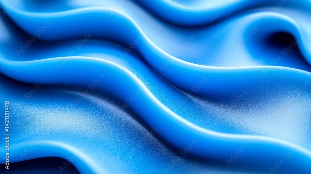 Poster abstract wavy pattern with smooth blue metallic texture creating a modern and futuristic design