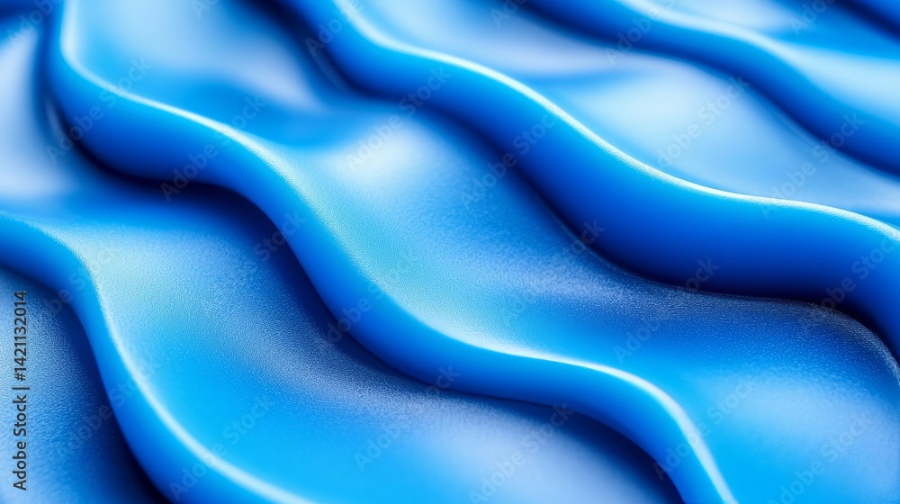 Poster abstract wavy pattern with smooth blue metallic texture creating a modern and futuristic design
