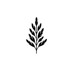 Minimalist Black & White Leaf Design, Emblem, Natural Element