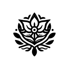 Obraz premium Black and White Floral Ornament, Minimalist Design