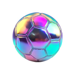 Naklejka premium Iridescent soccer ball on white background with glitch effect