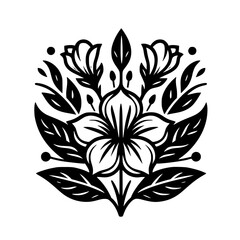 Elegant Floral Mandala: Black and White Vector Design
