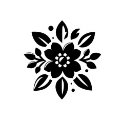 Fototapeta premium Elegant Black Flower and Leaf Vector Illustration on White