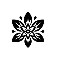 Geometric Flower Mandala, Black and White Design, Decorative Icon