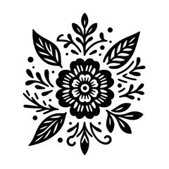 Elegant Black Floral Design on White Background
