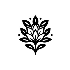 Elegant Black and White Lotus Flower Logo, Minimalist Design