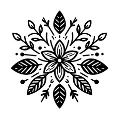 Elegant Black & White Floral Mandala Design for Creative Applications