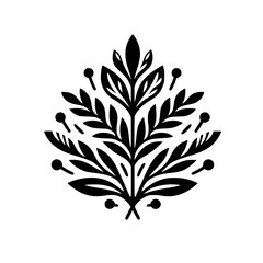 Elegant Black and White Botanical Ornament, Floral Vector