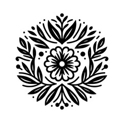 Floral Mandala Design, Minimalist Black & White, Decorative Ornament