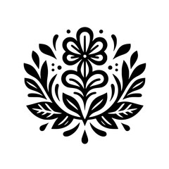 Floral Mandala Black and White Vector Design