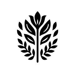 Obraz premium Minimalist Black and White Plant Icon: Growth & Nature, Logo Design
