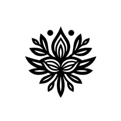 Fototapeta premium Elegant Black Floral Mandala on White Background