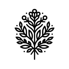 Minimalist Floral Illustration in Black and White