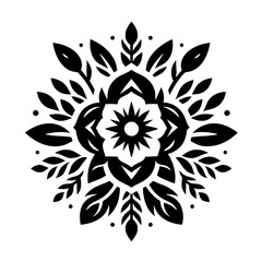 Elegant Black Floral Mandala Design on White Background