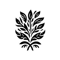Elegant Black & White Leafy Illustration, Minimalist Design