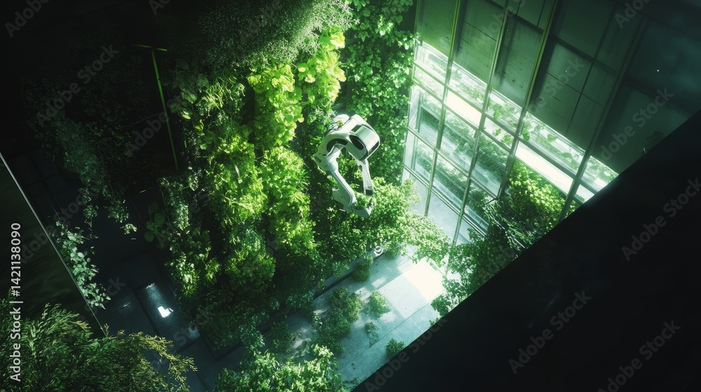 Poster autonomous robot harvesting vegetables from vertical gardens inside a fully automated smart greenhou