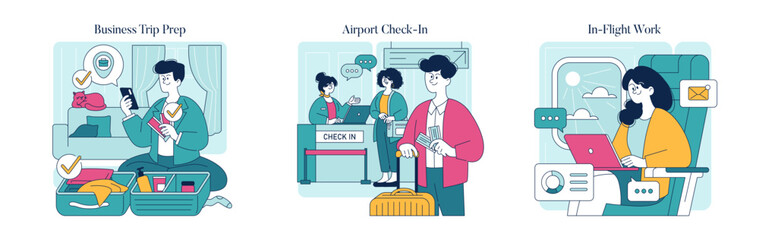 Business Travel. Flat Vector Illustration
