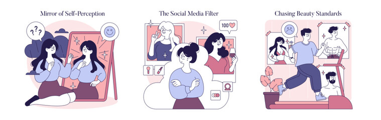 Beauty Psychology. Flat Vector Illustration