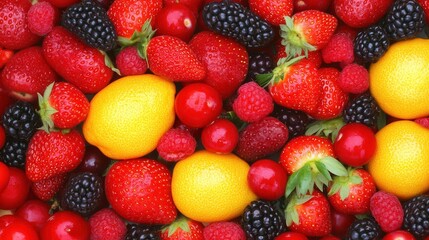 Obraz premium Colorful mix of fresh berries and citrus