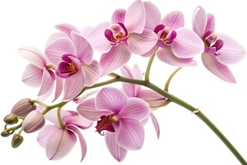 Pink Orchids with Purple Markings &ndash; Elegant Floral Arrangement on White Background
