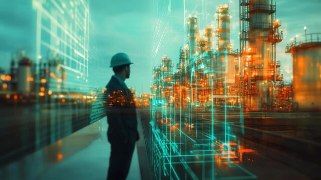 Innovative Engineer Overseeing Advanced Oil Refinery Technology