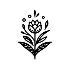 Minimalist Floral Illustration: Black and White Botanical Design