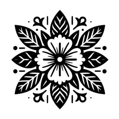 Floral Mandala Design, Black and White, Decorative Element